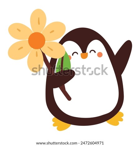 cute hand drawing cartoon penguin. cute penguin sticker, animal doodle sticker