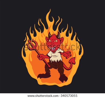 Cartoon Devil In The Hell. Vector Illustration. - 340573055 : Shutterstock