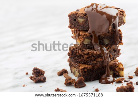 Similar – Foto Bild Stapel von Brownies mit gefrorenen Himbeeren. Schokoladenkuchen-Haufen