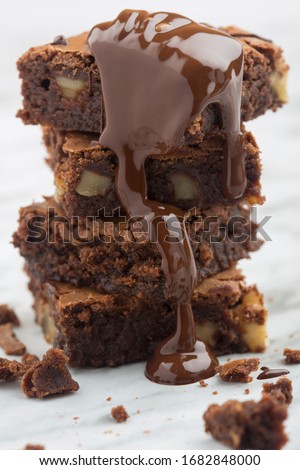 Similar – Image, Stock Photo Chocolate sauce on brownie cake