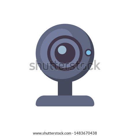 Web camera icon in flat style. Online webcam video chat symbol. Vector illustration isolated on white background.