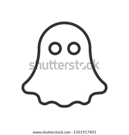 Ghost line icon. Spiritual flying character. Black outline Halloween symbol. Editable stroke. Suitable as logo. Vector illustration isolated on white background.