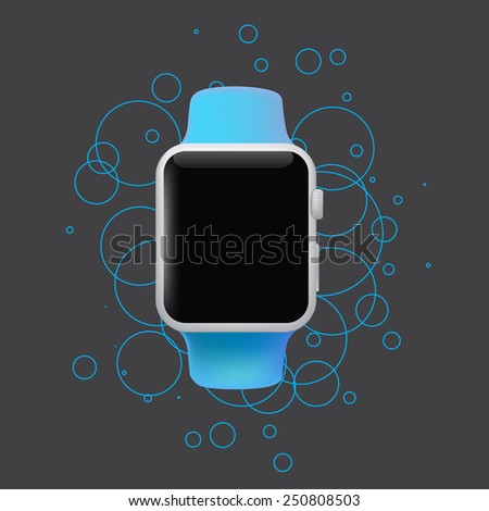 Illustration of a conceptual smart watch with touch display