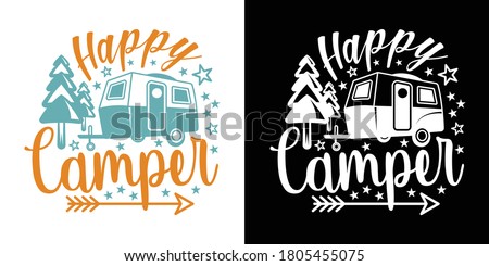 Happy Camper Printable Vector Illustration