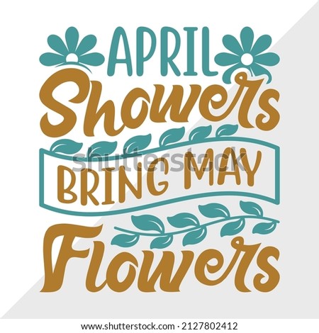April Showers Bring May Flowers Printable Vector Illusrration 商業照片 © 
