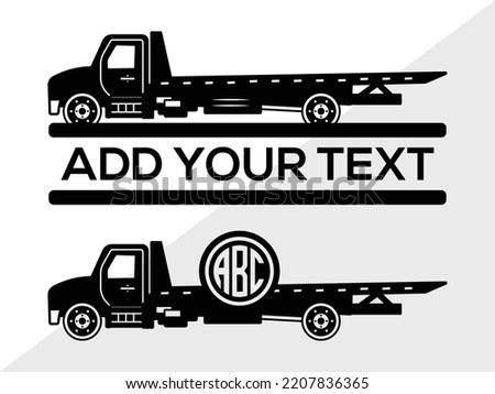 Rollback Truck Monogram SVG Printable Vector Illustration