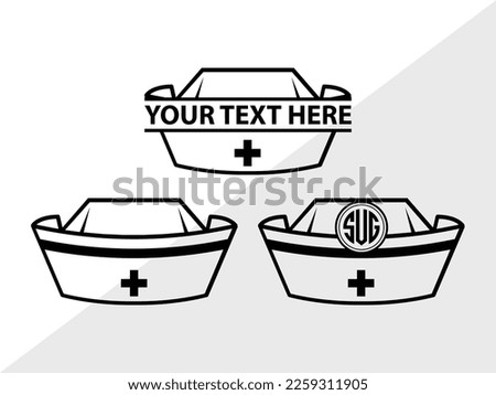 Nurse Hat SVG Monogram Vector Illustration Silhouette