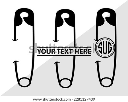 Safety Pin Monogram Vector Illustration Silhouette