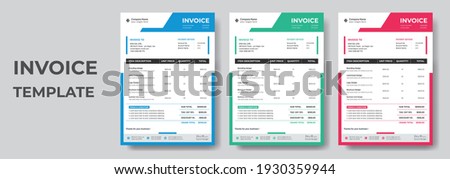 Minimal Corporate Business Invoice design template vector illustration bill form price invoice. Creative invoice template vector. business stationery design payment agreement design template