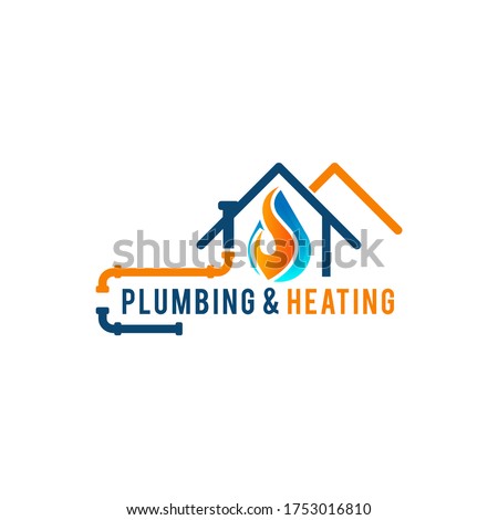 Plumbing service logo with house and water drop
