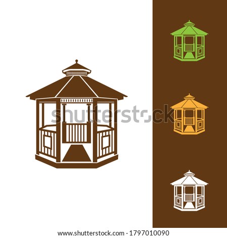 Vector illustration of gazebo isolated on white background. Can be used as a logo or design element. EPS 10.