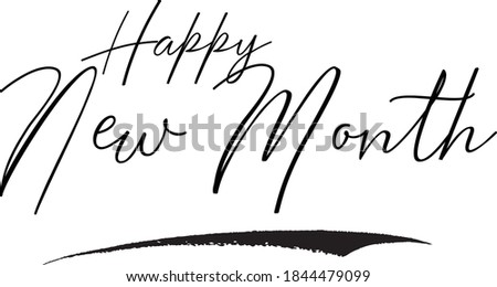 Happy New Month Cursive Calligraphy Black Color Text On White Background 商業照片 © 
