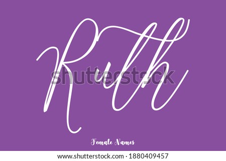 Ruth Female Name Brush Calligraphy White Color Text On Purple Background