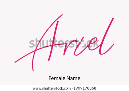 Ariel Female name - in Stylish Lettering Cursive Typography Pink Color Text