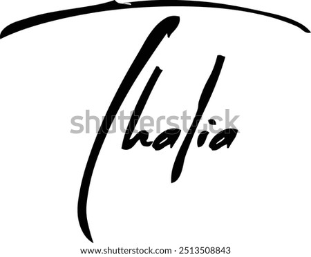 Thalia Name Of Baby Girl Cursive Typography Hand Written Brush Text