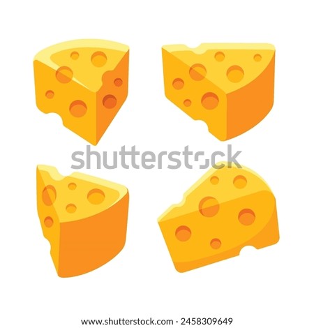 Cheese slice in cartoon style isolated on white background vector illustration