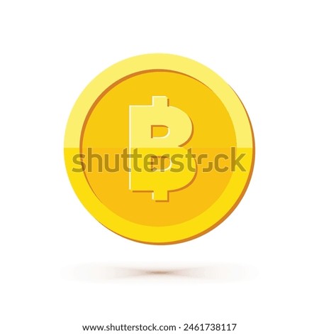 Gold coin with thai baht sign vector illustration isolated on white background. Business and finance concept design element.