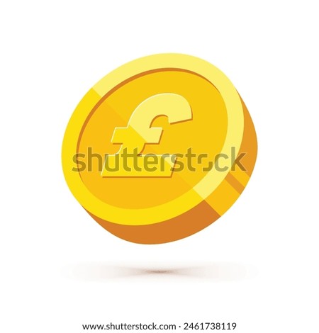 Gold coin with pound sterling sign vector illustration isolated on white background. Business and finance concept design element.