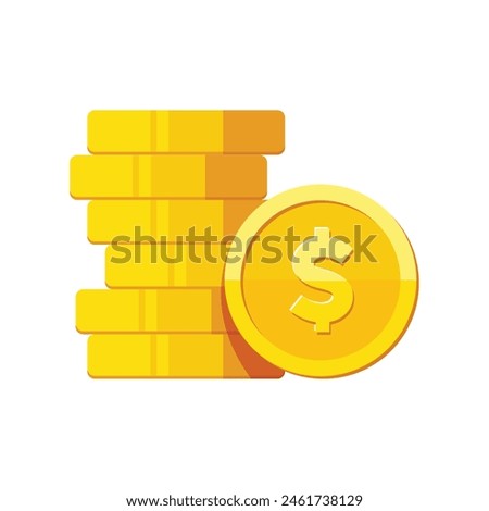 Stack of gold coin with dollar sign vector illustration isolated on white background. Business and finance concept design element.