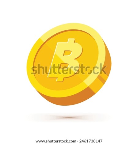 Gold coin with thai baht sign vector illustration isolated on white background. Business and finance concept design element.