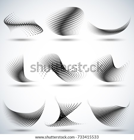 Set of different abstract halftone dots pattern vector illustration...