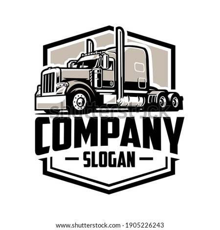 Trucking company logo, semi truck logo, 18 wheeler ready made logo template set vector isolated