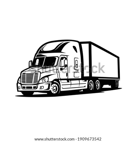 Modern semi truck 18 wheeler with trailer attached isolated vector image