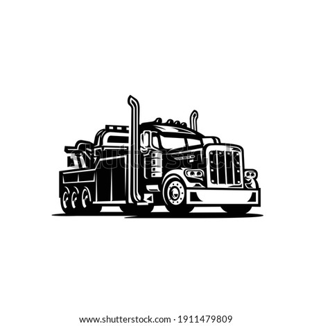 Tow truck silhouette vector isolated image