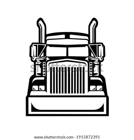 Semi truck 18 wheeler trucker front view vector isolate