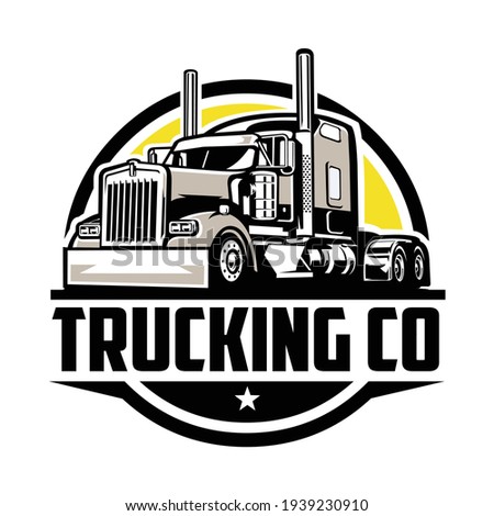 Circle trucking company logo. Bold badge emblem logo concept. Ready made logo template set vector isolated