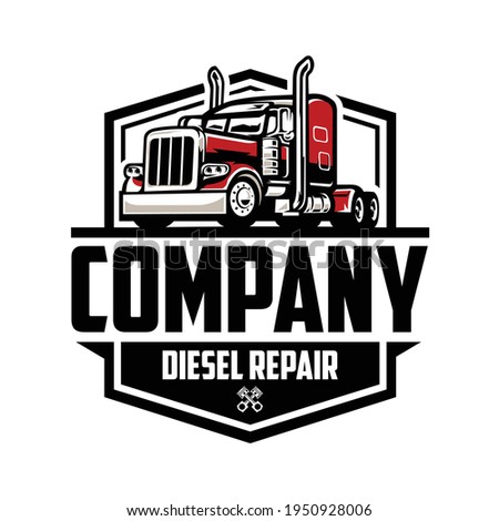 
Diesel Truck Repair Logo Design. Premium Logo Design. Bold Badge Emblem. Ready made logo template set vector isolated