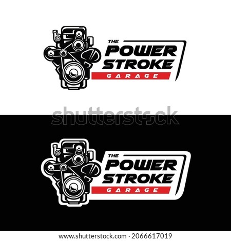 Power stroke diesel engine garage ready made logo template