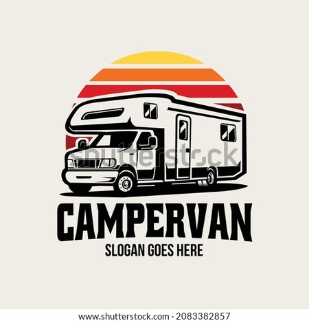 RV camper van classic style logo vector isolated. Perfect for RV and campervan rental related business