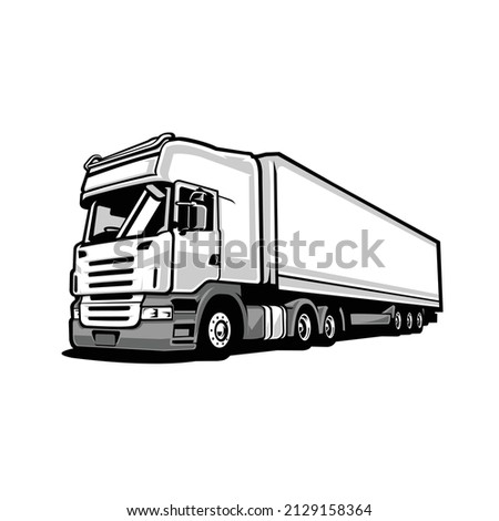 Trucking freight 18 wheeler container truck vector illustration isolated in white background