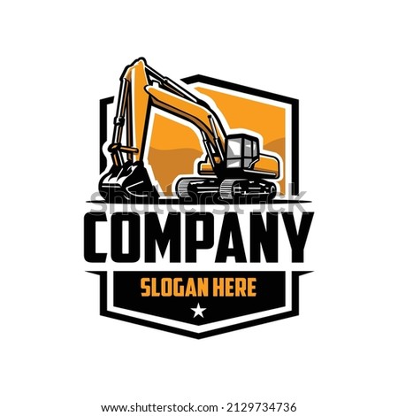 Excavating company ready made emblem logo template. Best for excavating company related industry