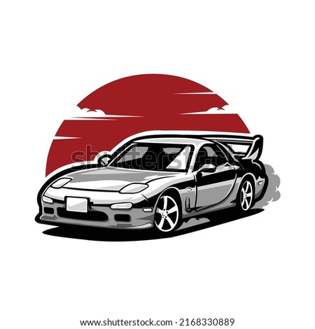 Premium JDM Drift Car Vector Illustration. Best for Automotive Tshirt Design