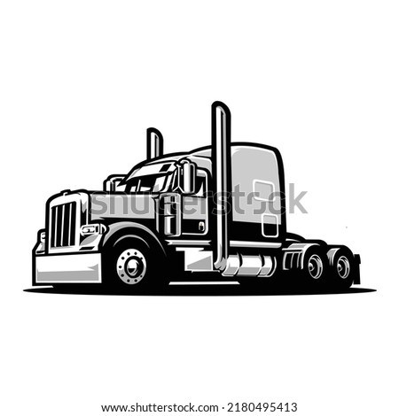 Semi truck 18 wheeler flat bed side view vector illustration isolated