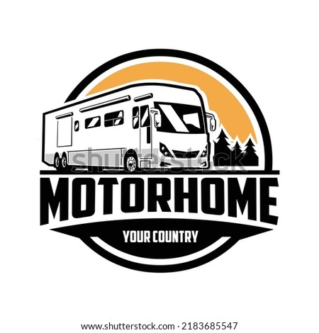 Motorhome RV camper van circle emblem logo vector isolated