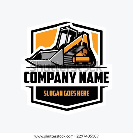 Skid Steer Loader Company Emblem Logo Vector Design. Multi Terrain Loader Logo Design