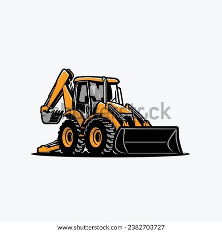 Skid Steer Loader Vector Art Isolated. Bulldozer Vector Isolated. Best for Agricultural Related Industry