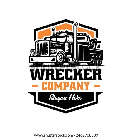 Wrecker Company Ready Made Logo Template Emblem Vector. Best for Towing Related Industry