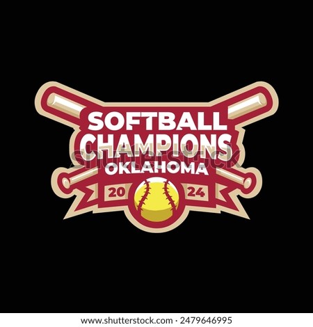 Softball champions oklahoma logo badge as vector graphic design. Best for textile print sport tshirt design