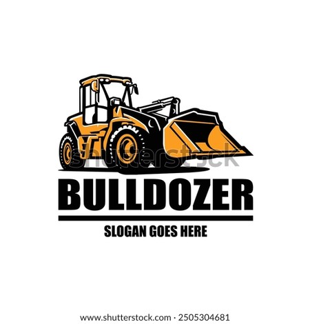 Bulldozer heavy duty construction logo vector design isolated illustration. Best for construction related industry