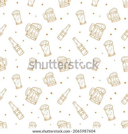 hand drawn doodle beer pattern background
