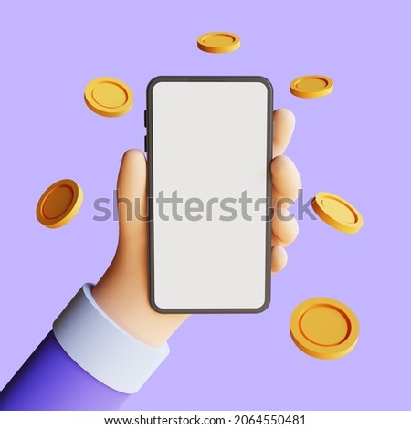3d render of Cash Back concept, people getting cash rewards and gift from online shopping, isolated on purple background	