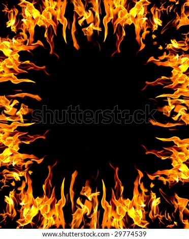 frame of fire burning on four sides