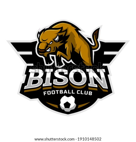 bison mascot for a football team logo. school, college or league. Vector illustration.