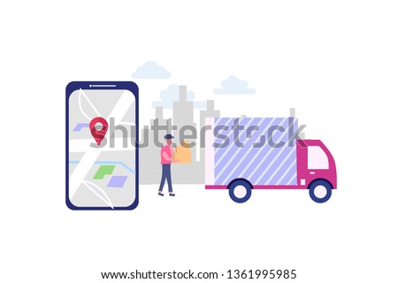 Online delivery service concept, online order tracking, vector illustration concept for web landing page template, banner, flyer and presentation.