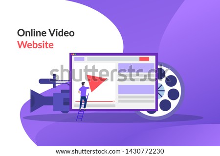 Online video. video marketing campaign, video ad, digital content, promotion, online advertisement vector illustration. Digital video message, online tutorial concept for web landing page, print media