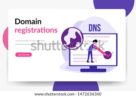 DNS concept, Domain Name System registration vector illustration concept for web landing page template, banner, flyer and presentation
